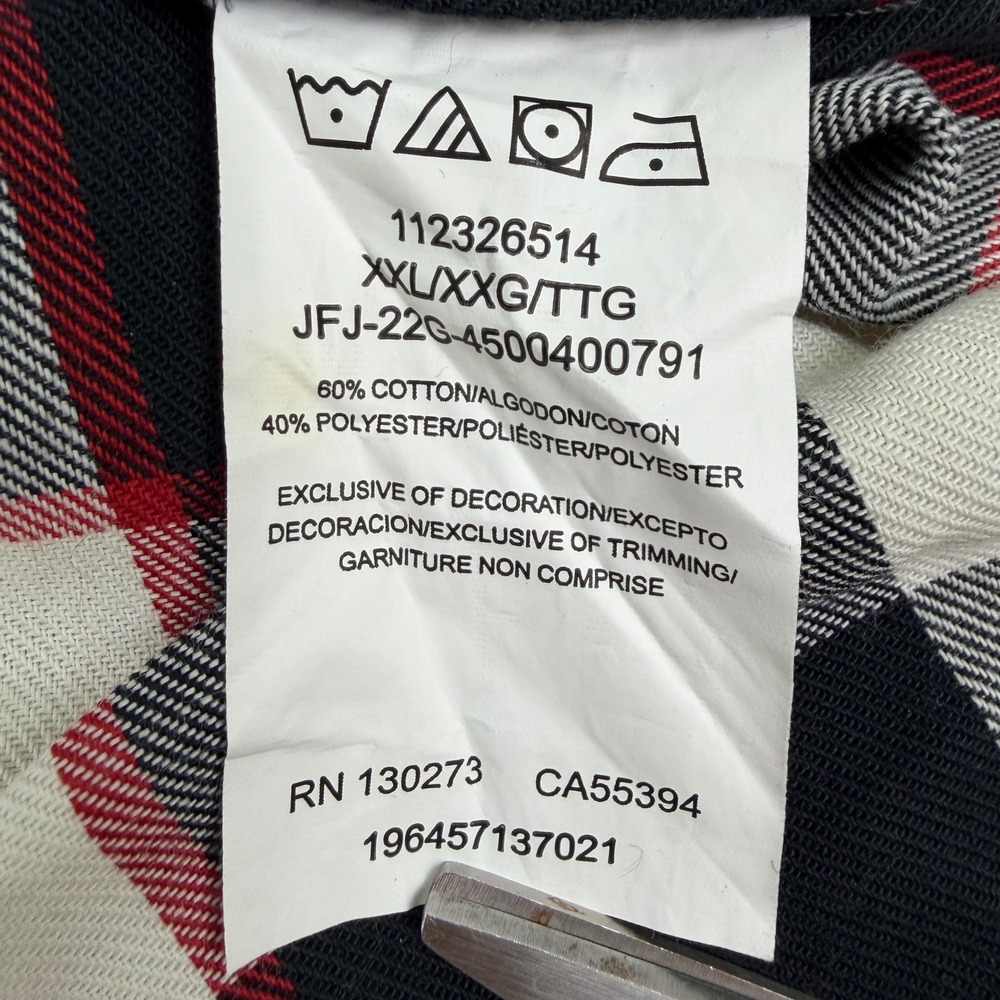 Wrangler ATG Mens XXL Plaid Flannel Shirt All Terrain Gear Elbow Patch Black Red - Picture 4 of 14